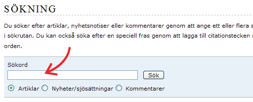 sökning - avancerad sökning bild på sökruta
